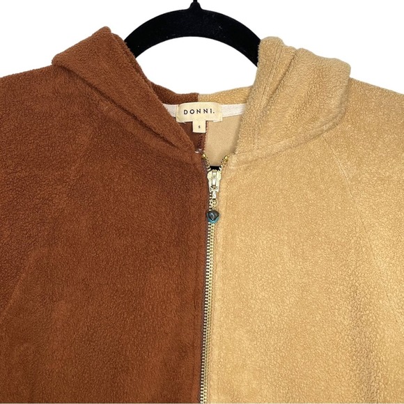 Donni Tan Brown Brushed Terry Duo Zip Up Hoodie - Small - Picture 5 of 12